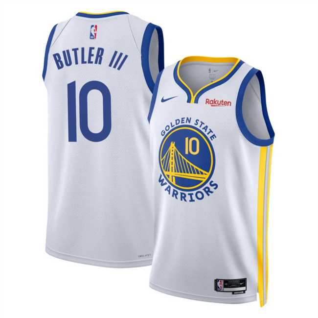 Mens Golden State Warriors #10 Jimmy Bulter III White 2025 Association Edition Swingman Stitched Jersey Dzhi